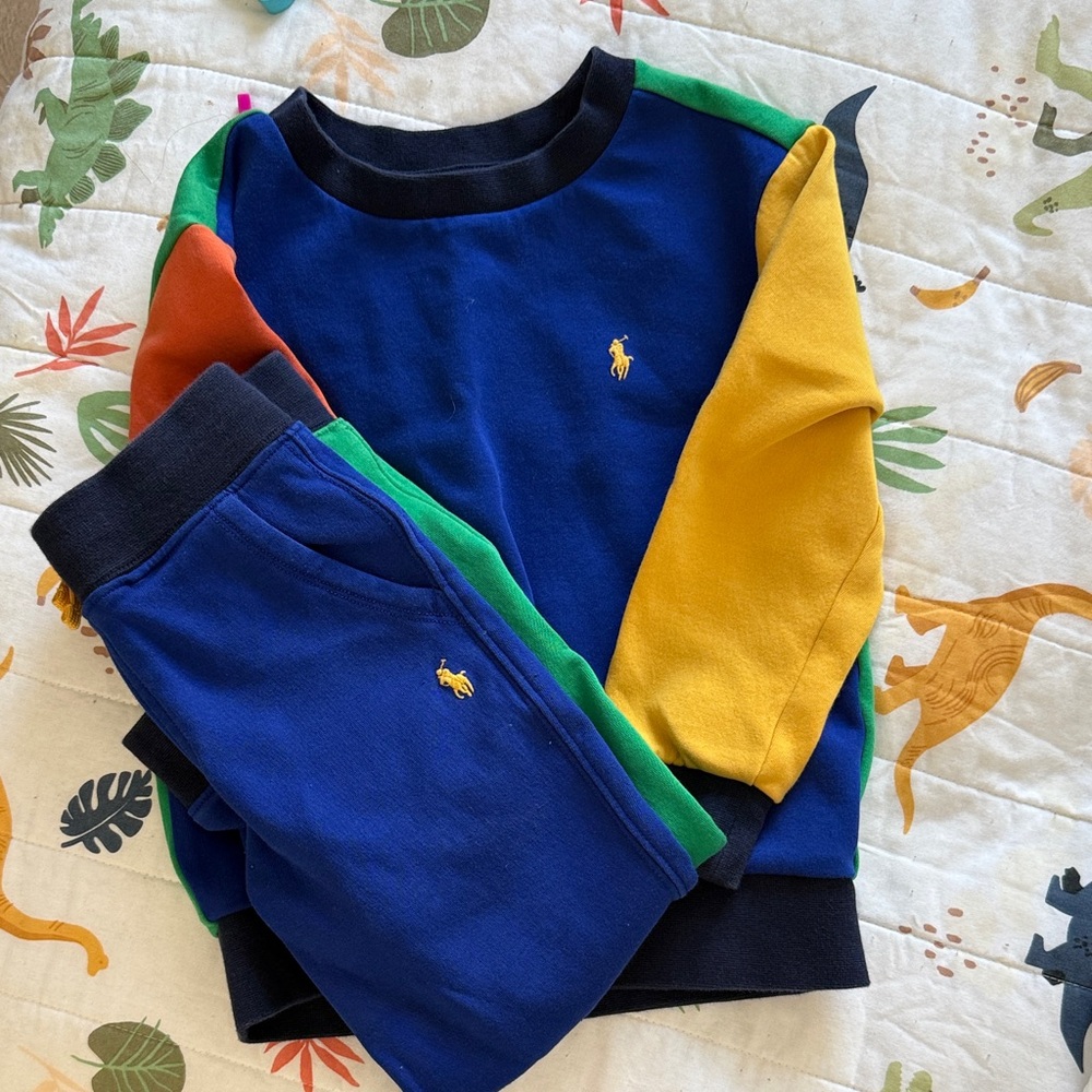 Ralph Lauren Colorblock Sweatshirt & Joggers Set - Blue & Yellow